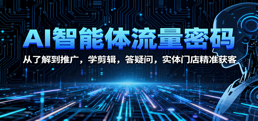 AI智能体流量密码：从了解到推广，学剪辑，答疑问，实体门店精准获客-财兔窝项目网