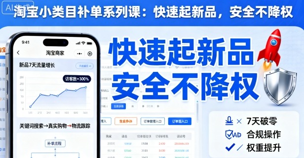 淘宝小类目补单系列课，快速起新品，安全不降权-财兔窝项目网