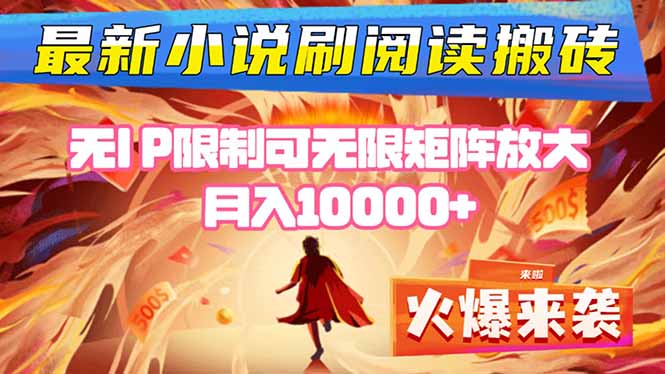小说阅读搬砖单机每天收益200-400+ 无IP限制可无限矩阵放大 —-财兔窝项目网