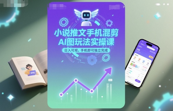 小说推文手机混剪AI图玩法实操课，日入可观，手机即可独立完成-财兔窝项目网