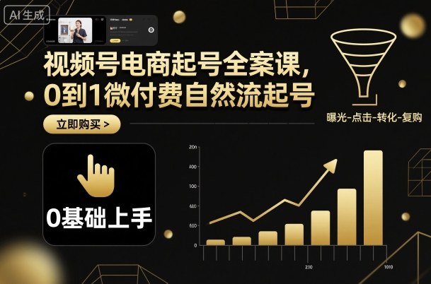 视频号电商起号全案课，0到1微付费自然流起号-财兔窝项目网