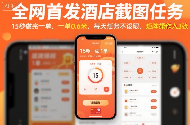 全网首发酒店截图任务，15秒做完一单，一单0.6米，每天任务不设限，矩阵操作日入3张【揭秘】-财兔窝项目网