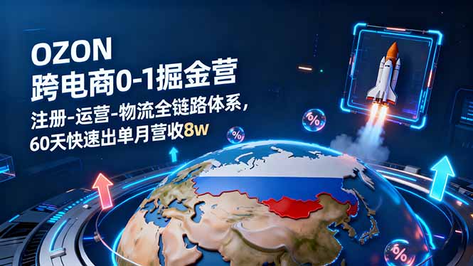 OZON跨境电商0-1掘金营：注册-运营-物流全链路体系，60天快速出单月营收8w-财兔窝项目网
