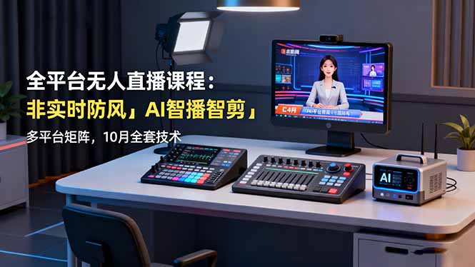 全平台无人直播课程：非实时防风＋AI智播智剪＋多平台矩阵，10月全套技术-财兔窝项目网