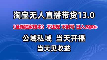 淘宝无人直播13.0，公域私域技术，不封号，不违规布局下半年旺季赛道，日入1K+(独家技术)【揭秘】-财兔窝项目网