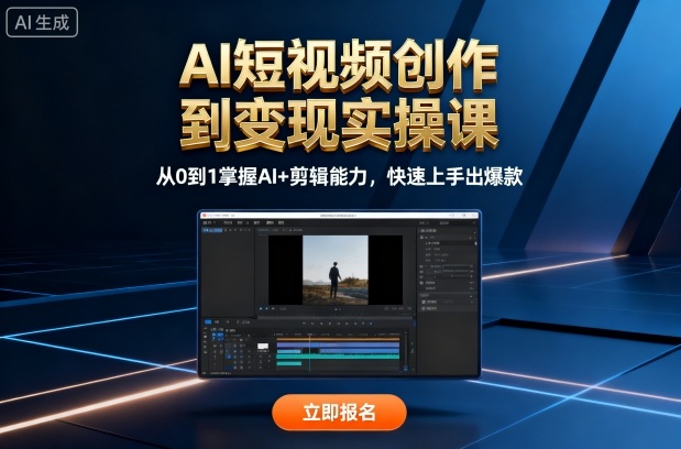 AI短视频创作到变现实操课，从0到1掌握AI+剪辑能力，快速上手出爆款(更新10月)-财兔窝项目网