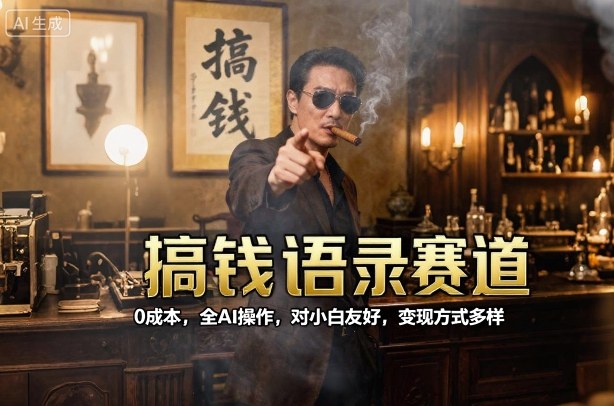 搞钱语录赛道，0成本，全AI操作，对小白友好，变现方式多样-财兔窝项目网