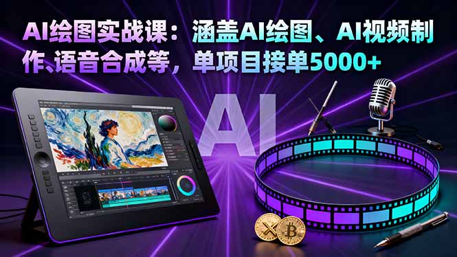 AI绘图实战课：涵盖AI绘图、AI视频制作、语音合成等，单项目接单5000+-财兔窝项目网