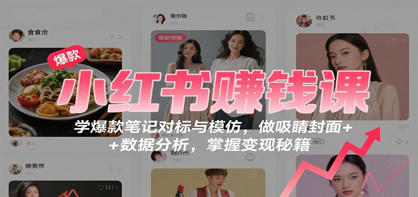 小红书赚钱课：学爆款笔记对标与模仿，做吸睛封面 + 数据分析，掌握变现秘籍-财兔窝项目网