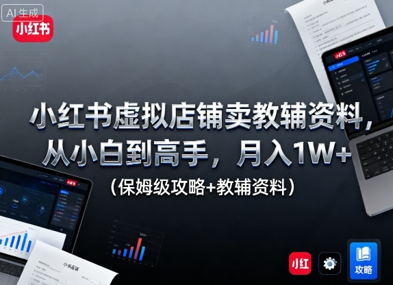 小红书虚拟店铺卖教辅资料，从小白到高手，月入1W+(保姆级攻略+教辅资料)-财兔窝项目网