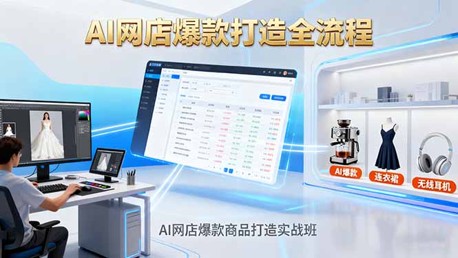 AI网店爆款商品打造实战班：AI技术实现商品图智能处理，快速搭建AI网店-财兔窝项目网