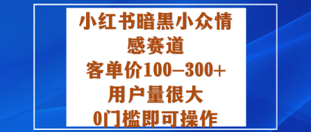 小红书暗黑小众情感赛道，客单价100-300+用户量很大，0门槛即可操作-财兔窝项目网
