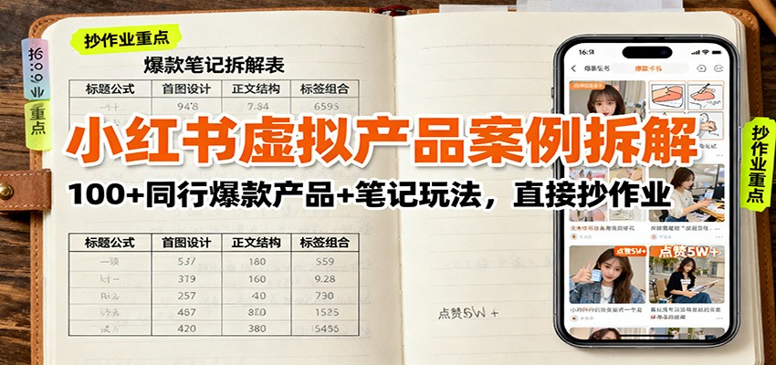 小红书虚拟产品案例拆解：100+同行爆款产品+笔记玩法，直接抄作业-财兔窝项目网