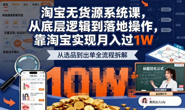 2025最新淘宝无货源系统课，从底层逻辑到落地操作，靠淘宝实现月入过1W-财兔窝项目网