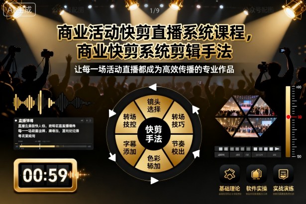 商业活动快剪直播系统课程,商业快剪系统剪辑手法-财兔窝项目网