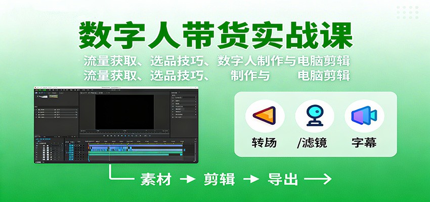 数字人变现实战课：流量获取、选品技巧、数字人制作与电脑剪辑-财兔窝项目网