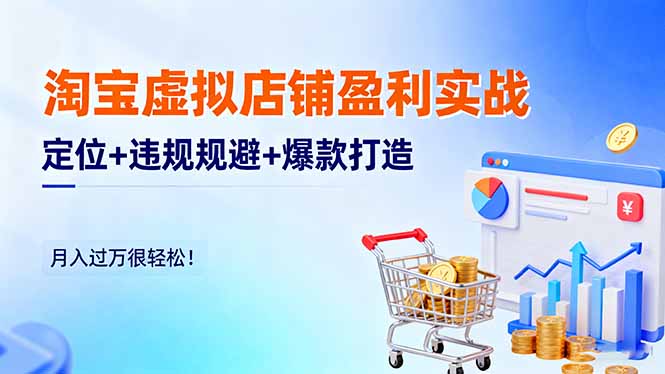 淘宝虚拟店铺盈利实战:定位+违规规避+爆款打造,月入过万很轻松!-财兔窝项目网