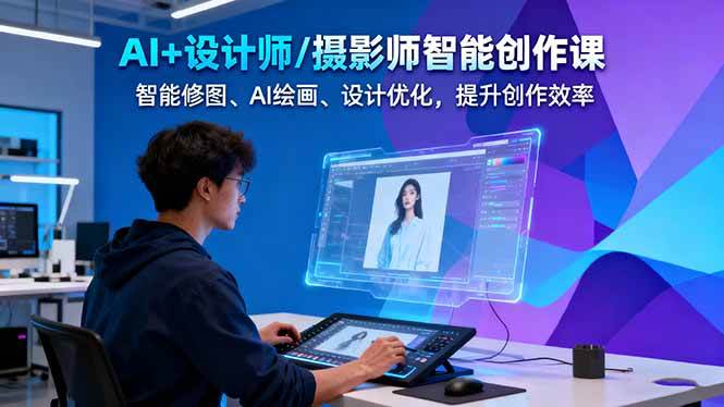 AI+设计师/摄影师智能创作课：智能修图、AI绘画、设计优化，提升创作效率-财兔窝项目网