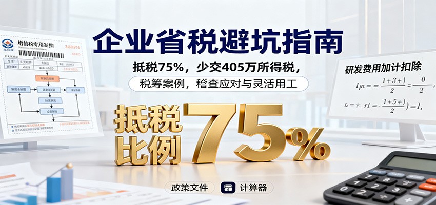 企业省税避坑指南：抵税75%，少交405万所得税，税筹案例，稽查应对与灵活用工-财兔窝项目网
