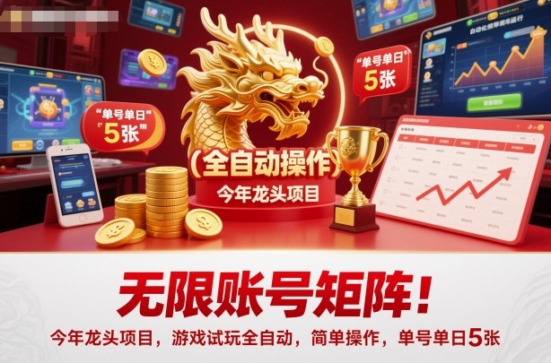 无限账号矩阵！今年龙头项目，游戏试玩全自动，简单操作，单号单日5张【揭秘】-财兔窝项目网