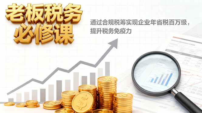 老板税务必修课，通过合规税筹实现企业年省税百万级，提升税务免疫力-财兔窝项目网
