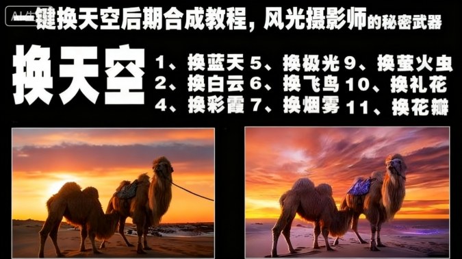 一键换天空后期合成教程，风光摄影师的秘密武器-财兔窝项目网