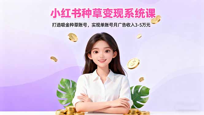 小红书种草变现系统课：打造吸金种草账号，实现单账号月广告收入3-5万元-财兔窝项目网