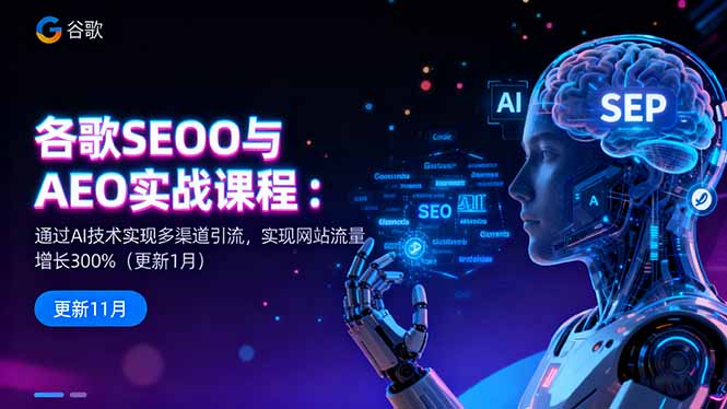 谷歌SEO与AEO实战课程：通过AI技术实现多渠道引流，实现网站流量增长300%-财兔窝项目网