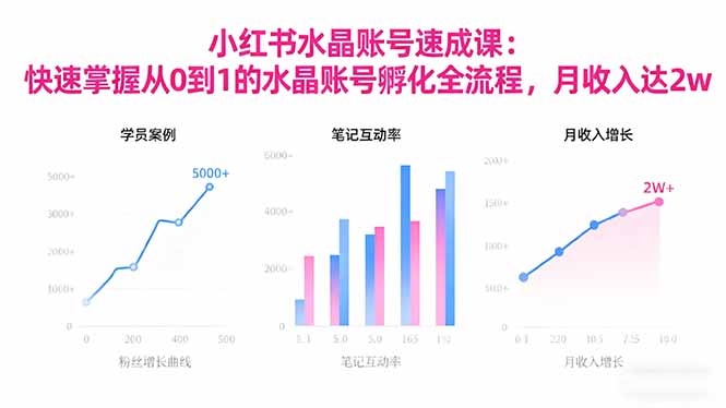 2025小红书水晶账号速成课：快速掌握从0-1水晶账号孵化全流程，月收入达2w-财兔窝项目网