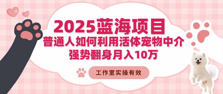 2025蓝海项目：普通人如何利用活体宠物中介，强势翻身月入10万-财兔窝项目网
