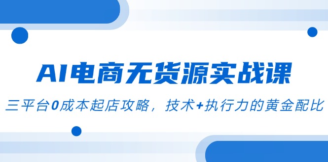 AI电商无货源实战课，三平台0成本起店攻略，技术+执行力的黄金配比-财兔窝项目网