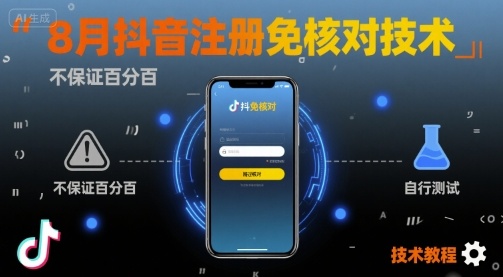 8月抖音注册免核对技术，不保证百分百，自测-财兔窝项目网