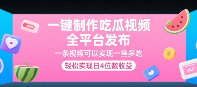 一键制作吃瓜视频，全平台发布，一条视频可以实现一鱼多吃，轻松实现日4位数收益【揭秘】-财兔窝项目网