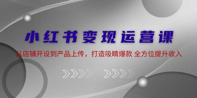 小红书变现运营课：从店铺开设到产品上传，打造吸睛爆款 全方位提升收入-财兔窝项目网