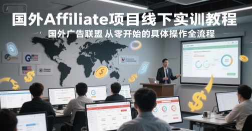 国外Affiliate项目线下实训教程，国外广告联盟从零开始的具体操作全流程-财兔窝项目网
