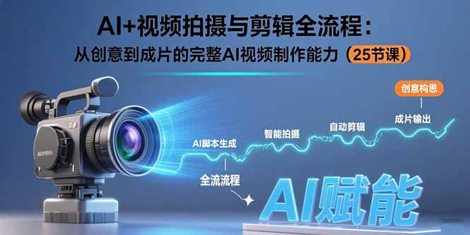 AI+视频拍摄与剪辑全流程：从创意到成片的完整AI视频制作能力(25节课-财兔窝项目网