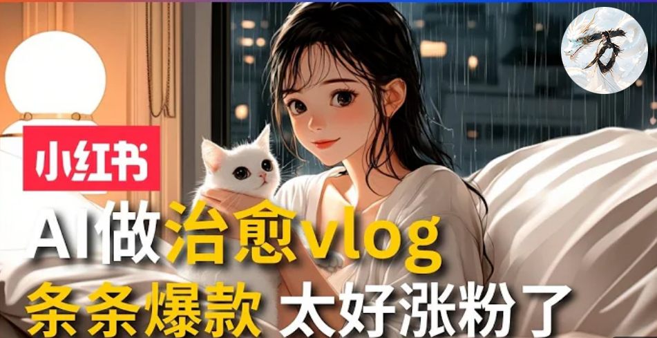 AI治愈系vlog动画视频，小红书1个月轻松涨粉破万，商单报价1500+日入2000+-财兔窝项目网