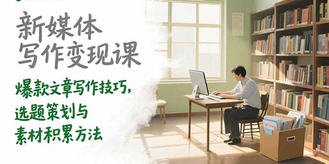新媒体写作变现课，爆款文章写作技巧，选题策划与素材积累方法-财兔窝项目网