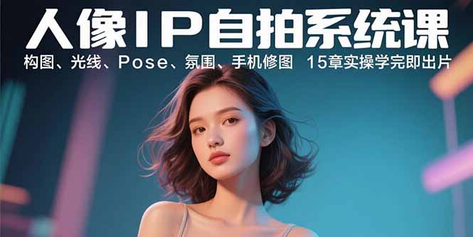 人像IP自拍系统课：构图、光线、Pose、氛围、手机修图 15章实操学完即出片-财兔窝项目网