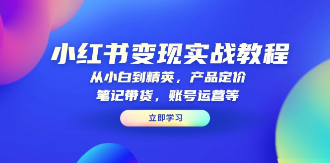 小红书变现实战教程：从小白到精英，产品定价，笔记带货，账号运营等-财兔窝项目网