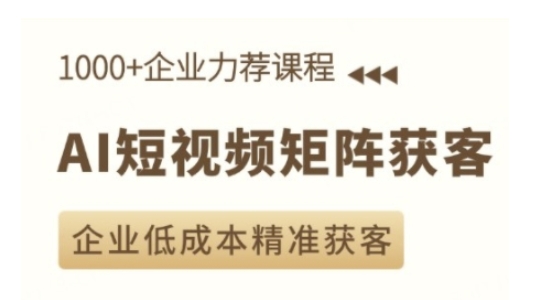 AI短视频矩阵获客实操课，企业低成本精准获客-财兔窝项目网