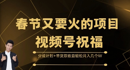 春节又要火的项目视频号祝福，分成计划+带货双收益，轻松月入几个W【揭秘】-财兔窝项目网