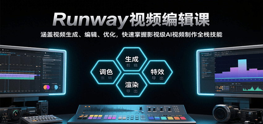 Runway视频编辑课，涵盖视频生成、编辑、优化，快速掌握影视级AI视频制作全栈技能-财兔窝项目网