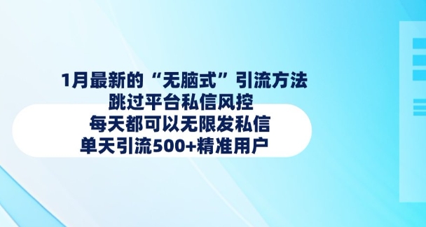 1月最新的无脑式引流方法，跳过平台私信风控，每天都可以无限发私信，单天引流500+精准用户-财兔窝项目网