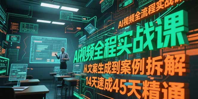 AI视频全流程实战课，从文案生成到案例拆解，14天速成45天精通-财兔窝项目网