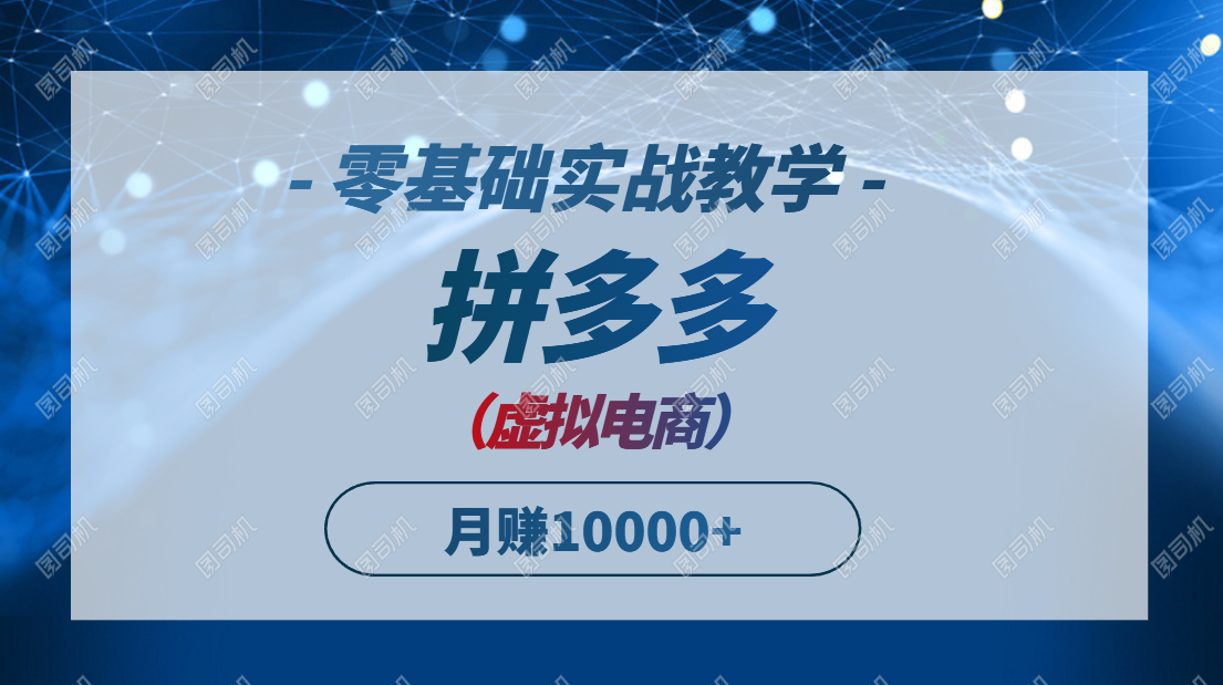 拼多多虚拟电商，零基础实战教学，快速打爆商品，新手也能月入10000+-财兔窝项目网