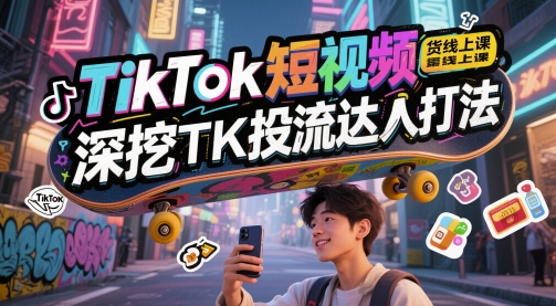 TikTok短视频带货线上课，深挖TK投流达人打法-财兔窝项目网