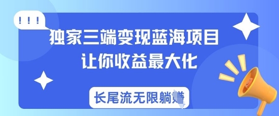 独家三端变现蓝海项目，让你收益最大化，长尾流无限躺挣-财兔窝项目网