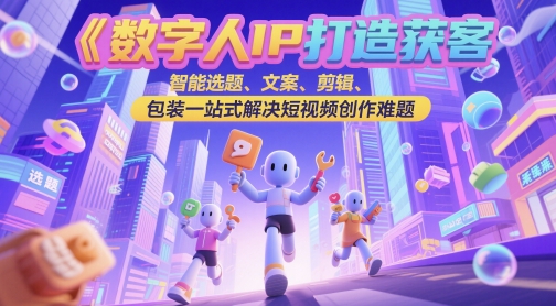 数字人IP打造获客变现实操课，智能选题、文案、剪辑、包装一站式解决短视频创作难题-财兔窝项目网