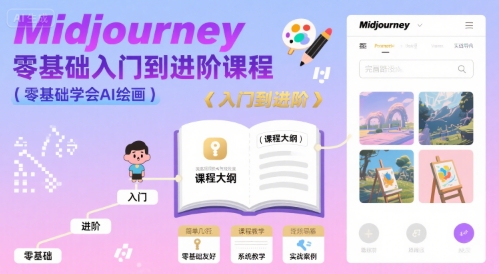 midjourney零基础入门到进阶课程，零基础学会AI绘画-财兔窝项目网